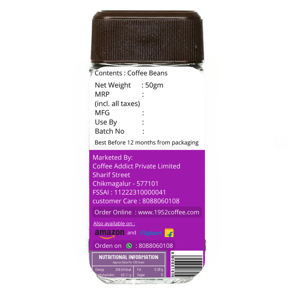 INSTANT COFFEE 100% PURE FREEZEDRIED 50GM