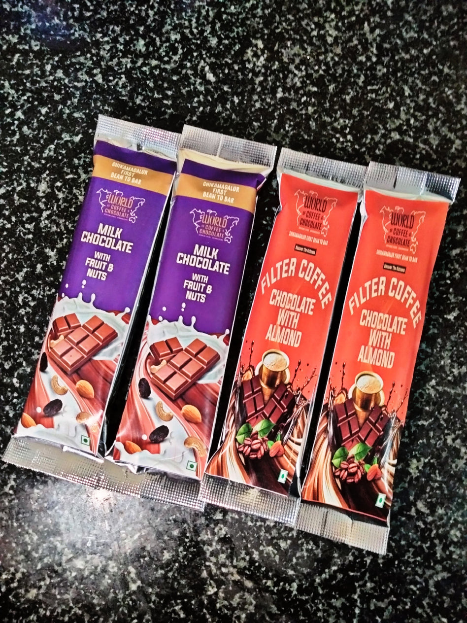 Filter Coffee Chocolate With Almond & MILK CHOCOLATE WITH FRUIT & NUTS (Pack of 2 each)